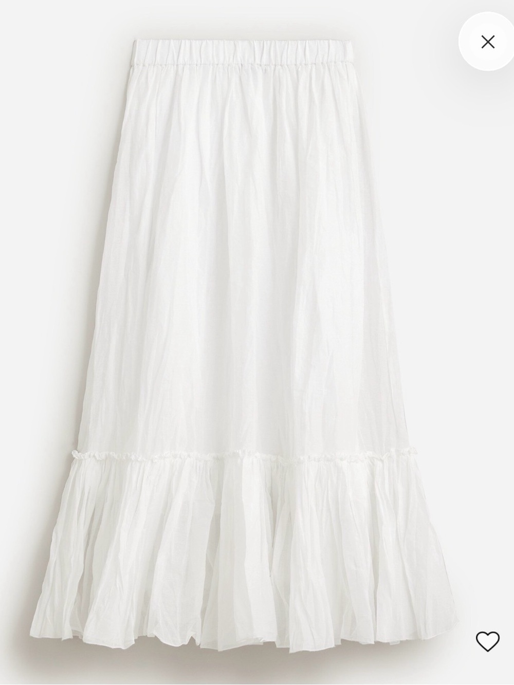 J. Crew Amelia Maxi Skirt in White Crinkle Cotton